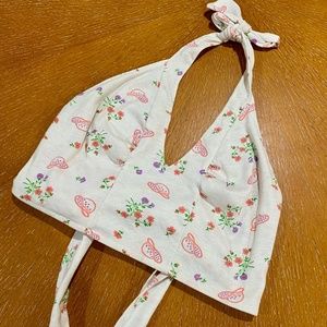 Vintage (1970s) Halter Open Back Floral Crop Top